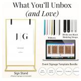 Gold Wedding Welcome Sign Stand with Holder - Elegant Metal Easel Display for Seating Chart, Reception Signs, Welcome Board - 30+ Customizable designs for Baby, Bridal Shower - Versatile Party Sign Ho