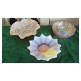 Pink Iridescent Pieces, Wedding Bowl, Heirloom Fostoria Candle Holder and Bowl