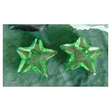 Green Opalescent Bowl, Green Bowl and Green Votive Star Holder
