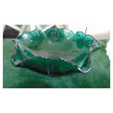 Green Opalescent Bowl, Green Bowl and Green Votive Star Holder