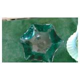 Green Opalescent Bowl, Green Bowl and Green Votive Star Holder