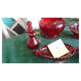 6-Ruby and Ruby Amberia Glass Pieces