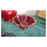 6-Ruby and Ruby Amberia Glass Pieces