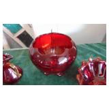 6-Ruby and Ruby Amberia Glass Pieces