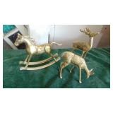 2 Brass Deer and Rocking Horse