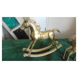 2 Brass Deer and Rocking Horse