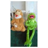 Vintage Fisher Price Kermit the Frog and Vintage Stuffed Kangaroo