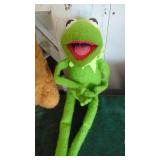Vintage Fisher Price Kermit the Frog and Vintage Stuffed Kangaroo