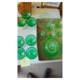 Green Depression Glass (Glows) and 50