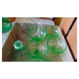 Green Depression Glass (Glows) and 50
