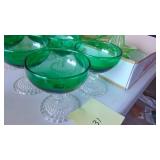 Green Depression Glass (Glows) and 50