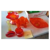 Assorted Orange Art Glass Pieces