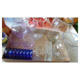 Assorted Vases and Glass Flower Frogs, Some Light Purple Pieces