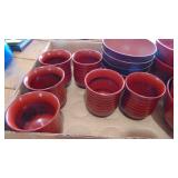 Wood and Wood Fiber cups and Bowls with 2 Ceramic Spoon Rests