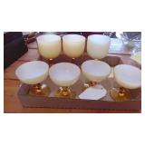 Vintage Carlo Moretti Cased White and Amber Stemware, MCM
