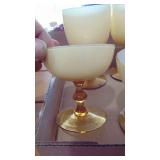 Vintage Carlo Moretti Cased White and Amber Stemware, MCM