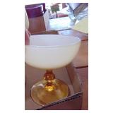 Vintage Carlo Moretti Cased White and Amber Stemware, MCM