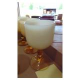 Vintage Carlo Moretti Cased White and Amber Stemware, MCM