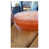 Assorted Glassware and Pink Plates