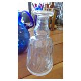 2-Water Pitcher and Glass Decanter, Signed, Missing Top