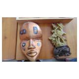 Soapstone Floral Piece, Little Figures, Glass Placecard Holders and Small Decor Mask