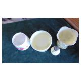 3 Pieces of Custard Glass and McKee Mixing Bowl