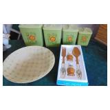 Retro Fiberglass Bowl, Salad Set and Plastic Canister Set