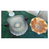 3- Various Glass Pieces, 2 Iridescent Items