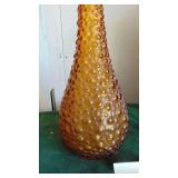 Vintage MCM Tall Amber Bottle with Stopper