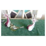 Various Art Glass Birds and Deeres