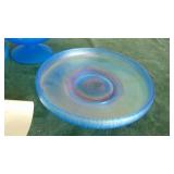 2-Pieces of Blue Stretch Glass and Blue Stain Glass Bowl