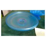 2-Pieces of Blue Stretch Glass and Blue Stain Glass Bowl