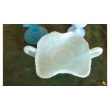 3-Pieces of Satin Blue/Cream Glass