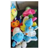 Various Stuffed Animals including 2 Smurfs
