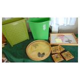 2- Vintage Waste Baskets and Butterfly Trays