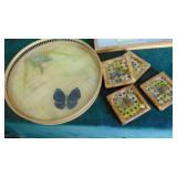 2- Vintage Waste Baskets and Butterfly Trays