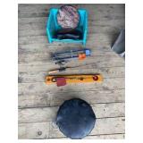 ice fishing pole, tip up’s bucket chairs