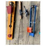 ice fishing pole, tip up’s bucket chairs