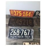 6 - Vintage License Plates and 1 Metal Sign