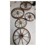 5 Steel tractor/buggy wheels
