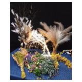 Electric lighted blinking tree, 2 vases of artificial plants and lots of artificial flowers