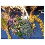 Electric lighted blinking tree, 2 vases of artificial plants and lots of artificial flowers