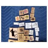 Rubber stampers, ink pads, ink roller, stencil gel, glitter gel, gel pens and more
