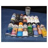 Box of spray paints, lubricants, spray adhesive and more