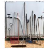 Rakes - Shop Broom - Hay Rake - Roof Remover - Large Pry Bar - Hoes - Scrapers and More