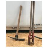 Post Hole Digger & 2 Pick Axes