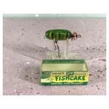 Helin’s Spinning Fishcake Fishing Lure in Box - Lure is wood