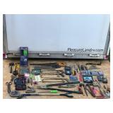 Large Lot of Tools - Saws - Hammers - Tape Measures - Air Blow Gun Set - Socket Sets - Files - Stapler - Crescent Wrench