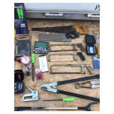 Large Lot of Tools - Saws - Hammers - Tape Measures - Air Blow Gun Set - Socket Sets - Files - Stapler - Crescent Wrench
