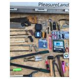 Large Lot of Tools - Saws - Hammers - Tape Measures - Air Blow Gun Set - Socket Sets - Files - Stapler - Crescent Wrench